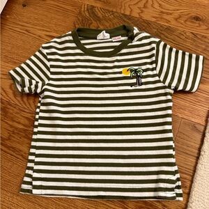 Zara Toddler 3-4 Years green and white striped TShirt with Palm Tree